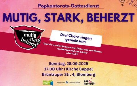 Einladung zum Popkantoratsgottesdienst "MUTIG, STARK, BEHERZT"